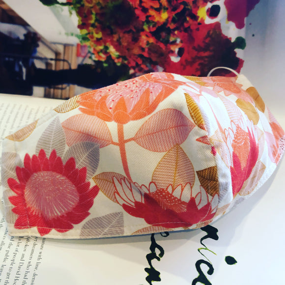EXCLUSIVE Fabric Face Mask - Orange Pink Flowers