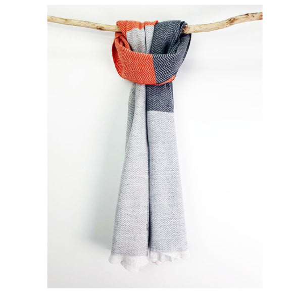 NEW! Multi Colour Scarf - Orange/Grey