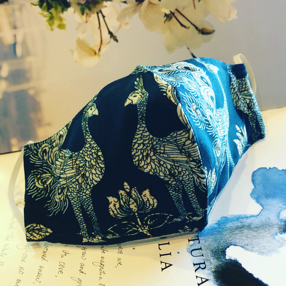 EXCLUSIVE Fabric Face Mask - Peacock Blue