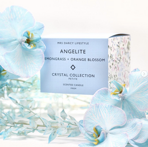 Crystal Candle Angelite - Lemongrass & Orange Blossom
