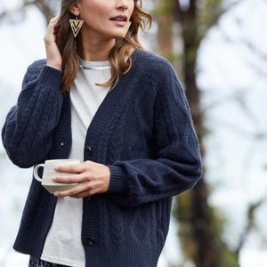 Awaken Cable Knit Cardigan - Indigo