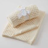 Basket Weave Knit Blanket Cream