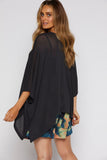 Sheer Knit Poncho - Charcoal