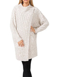 Cable Long Knit Cardigan - Stone