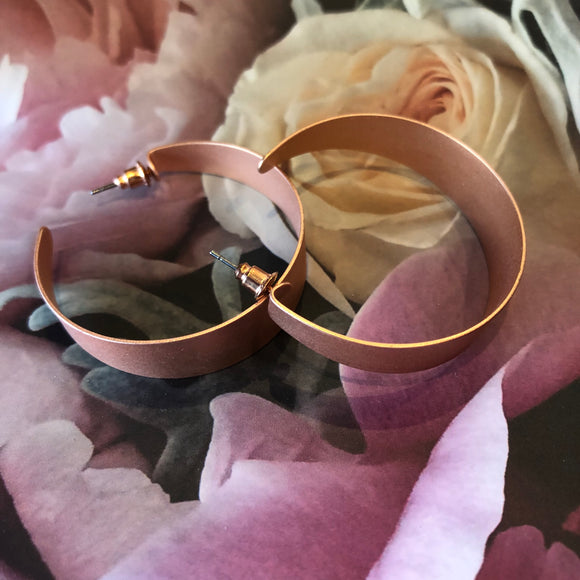 Large Matt Rose Gold Hoop earrings