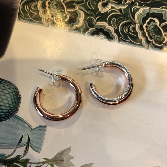 Double Hoop Silver/Rose Gold earrings