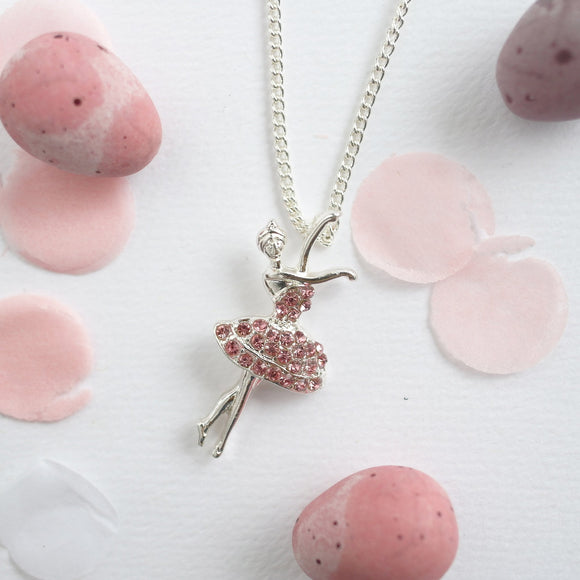 Pink Ballerina Necklace - Silver