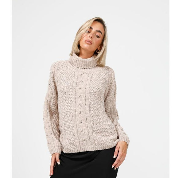 50% OFF AT CHECK OUT! Chenille Knit - Taupe