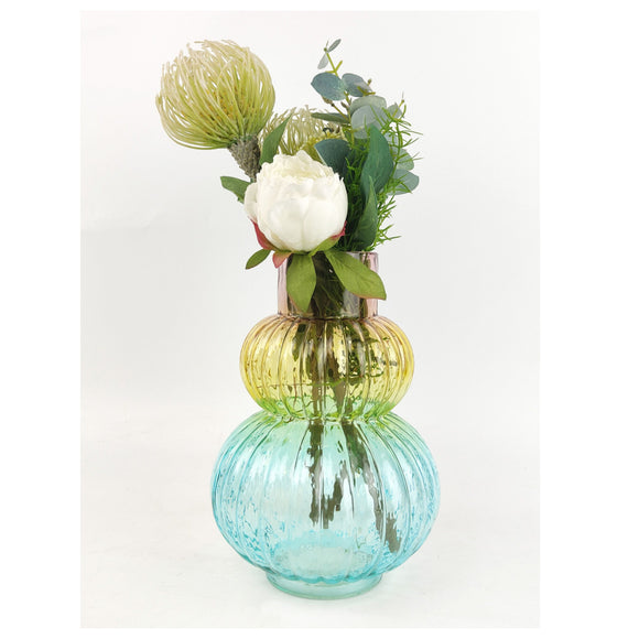NEW SHAPE! Curved Glass Vase - Rose/Amber/Sky