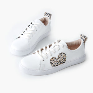 SALE! Walnut Heart Leather Sneaker - Honey Leopard