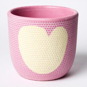 Heart Pot Pink/Cream 14cm